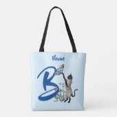 Siam Cat Butterfly Monogram Initial B Name Tasche (Rückseite)