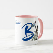 Siam Cat Butterfly Monogram Initial B Name Tasse (VorderseiteRechts)