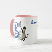 Siam Cat Butterfly Monogram Initial B Name Tasse (Vorderseite Links)