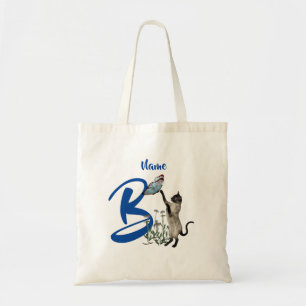 Siam Cat Butterfly Monogram Initial B Name Tragetasche