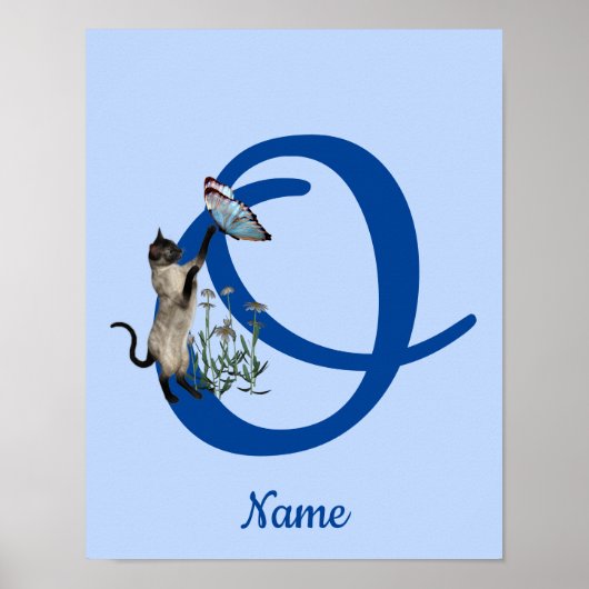 Siam Cat Butterfly Monogram Initial O Name Poster (Vorne)