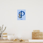 Siam Cat Butterfly Monogram, Initial P Your Name Poster (Küche)