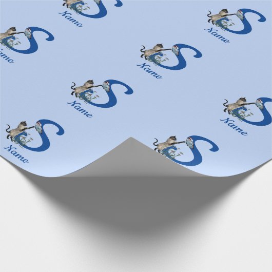Siam Cat Butterfly Monogram, initial s your name Geschenkpapier (Ecke)
