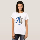 Siam Cat Butterfly Monogramm Initial A Name T-Shirt (Vorne ganz)
