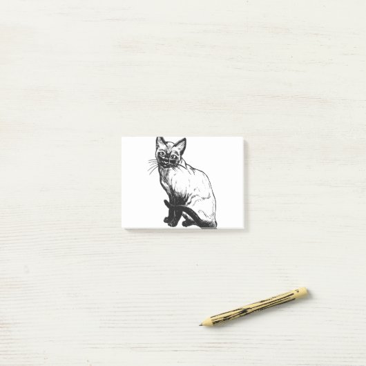 Siam Cat Feline Pet Sitzen Siam Kitty Post-it Klebezettel (Auf Schreibtisch)