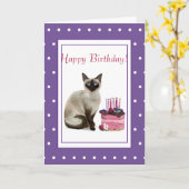 Siam Cat "Happy Birthday From Cat" Geburtstag Karte (Gelbe Blume)