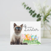 Siam Cat Happy Oaster mit Eiern Postkarte (Stehend Vorderseite)