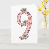 Siam Cat Ninth Birthday for Kids Cids Cat Card Karte (Gelbe Blume)