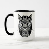 Siam Cat Tattoo Pattern in Schwarz-Weiß Tasse (Links)