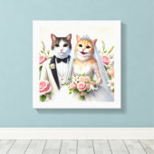 Siam Cat Wedding Couple Leinwanddruck (Insitu (Holzboden))