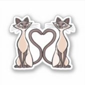 Siam Cats Heart Aufkleber (Vorderseite)