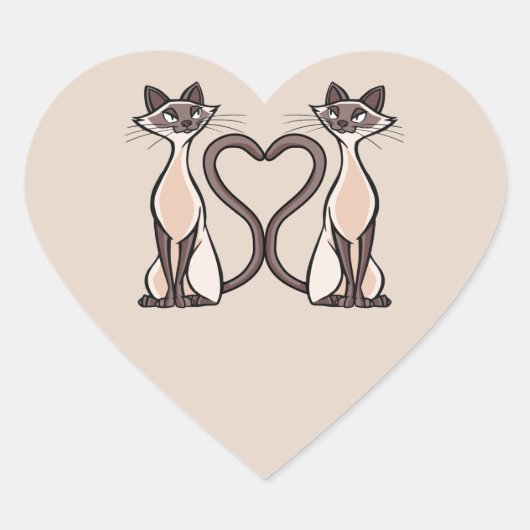 Siam Cats Heart Sticker (Vorderseite)