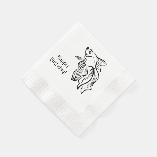 Siam Fighting Fish Birthday Serviette (Ecke)