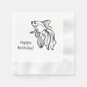 Siam Fighting Fish Birthday Serviette