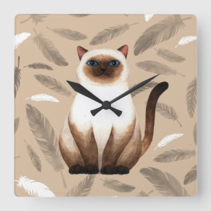 Siam-Katze Wanduhr