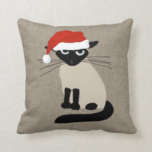 Siam Santa Claws - Funny Christmas Kitty Cat Kissen