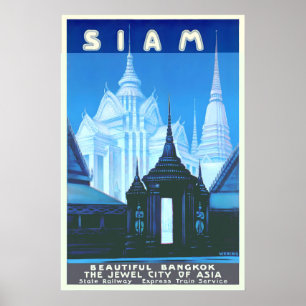 Siam Thailand Bangkok Tempel Asien Welt Reisen Poster