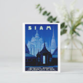 Siam Thailand Vintage Travel Poster wiederhergeste Postkarte (Stehend Vorderseite)