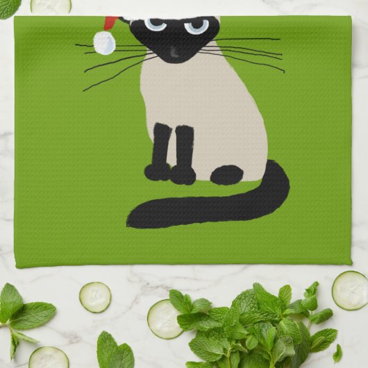 Siam| Weihnachtskitschkatze Geschirrtuch (Gefaltet)