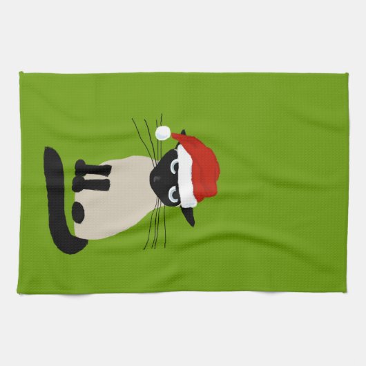 Siam| Weihnachtskitschkatze Geschirrtuch (Horizontal)