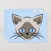 Siamese Blue Mit Augen Cat Face Graphic Art Postkarte (Vorne/Hinten)