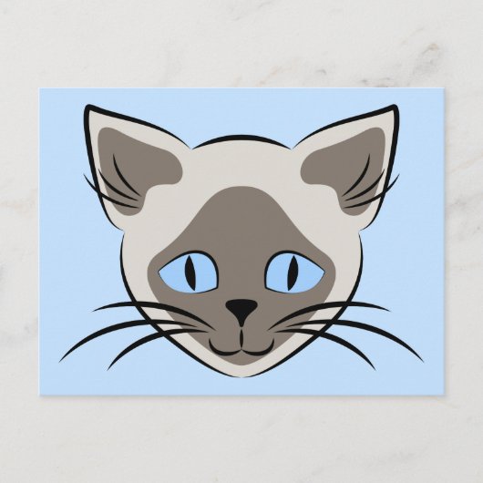 Siamese Blue Mit Augen Cat Face Graphic Art Postkarte (Vorderseite)