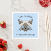Siamese Blue Mit Augen Cat Face Graphic Geburtstag Serviette (Beispiel)