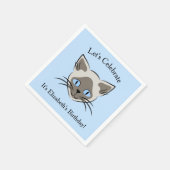 Siamese Blue Mit Augen Cat Face Graphic Geburtstag Serviette (Ecke)
