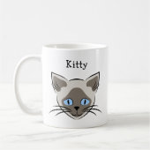 Siamese Blue Mit Augen Cat Face Graphic Individuel Kaffeetasse (Links)