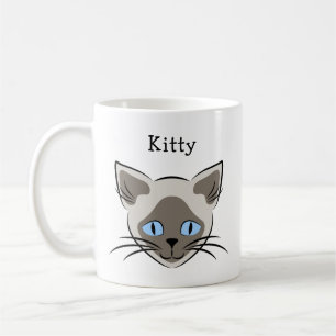 Siamese Blue Mit Augen Cat Face Graphic Individuel Kaffeetasse
