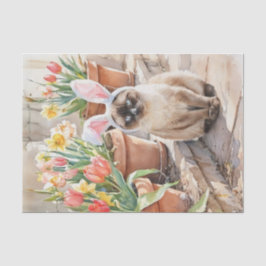 Siamese Bunny Cute Easter Cat with Tulips  Seidenpapier