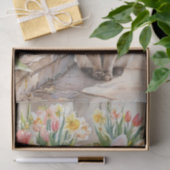 Siamese Bunny Cute Easter Cat with Tulips  Seidenpapier (Geschenk)