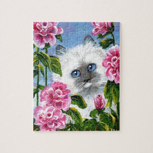 Siamese Burmese Ragdoll Cat Rose Creationarts Puzzle (Vertikal)