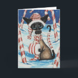 Siamese Candy Cane Kitty Feiertagskarte<br><div class="desc">Teil meiner Siamesserie</div>