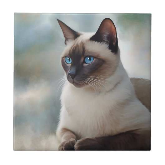 Siamese Cat 749 Digitale Kunst Fliese (Vorderseite)
