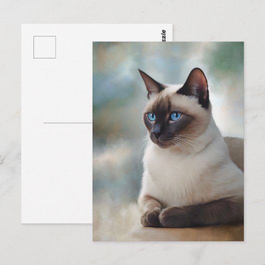 Siamese Cat 749 Digitale Kunst Postkarte (Vorne/Hinten)