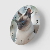 Siamese Cat 749 Digitale Kunst Runde Wanduhr (Winkel)