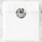 Siamese Cat 749 Digitale Kunst Runder Aufkleber (Tasche)