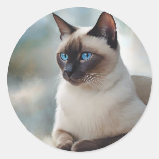 Siamese Cat 749 Digitale Kunst Runder Aufkleber