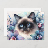 Siamese Cat Among Orchids Postkarte (Vorne/Hinten)