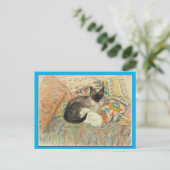 Siamese Cat and Kitten, Art by Steinlen, Fine Art Postkarte (Stehend Vorderseite)