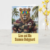 Siamese Cat and Lion Karte (Gelbe Blume)