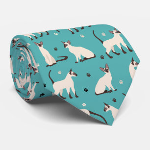 Siamese Cat and Paws Blue Neck Tie Krawatte