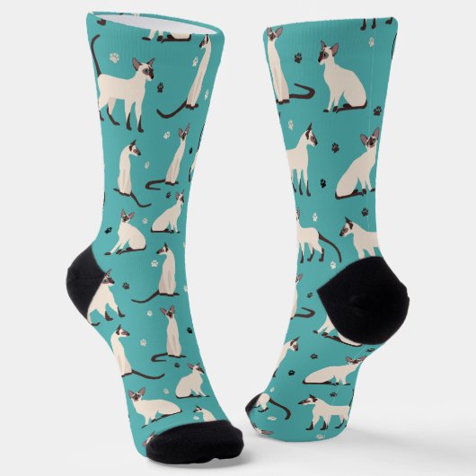 Siamese Cat and Paws Blue Socken (Gewinkelt)