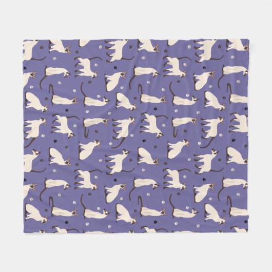 Siamese Cat and Paws Purple Fleece Blanket (Vorderseite (Horizontal))