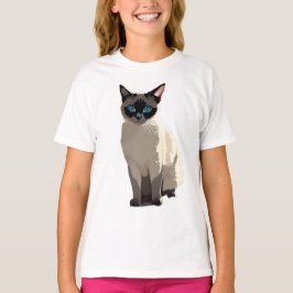 Siamese Cat Art Blue-Mit Augen Cat Lover Kinder T-Shirt