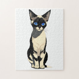 Siamese Cat Art Blue-Mit Augen Cat Lover Puzzle