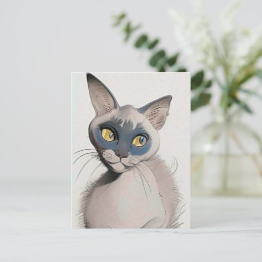 Siamese Cat Art Card Postkarte (Stehend Vorderseite)