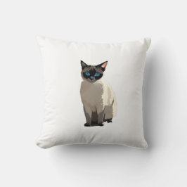 Siamese Cat Art Electric Blue-Mit Augen Cat Lover Kissen