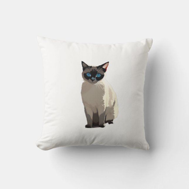 Siamese Cat Art Electric Blue-Mit Augen Cat Lover Kissen (Vorderseite)